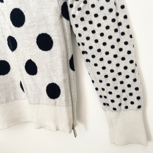 Ann Taylor Black and White Polka Dot Zipper on Side Sweater - Picture 3 of 3
